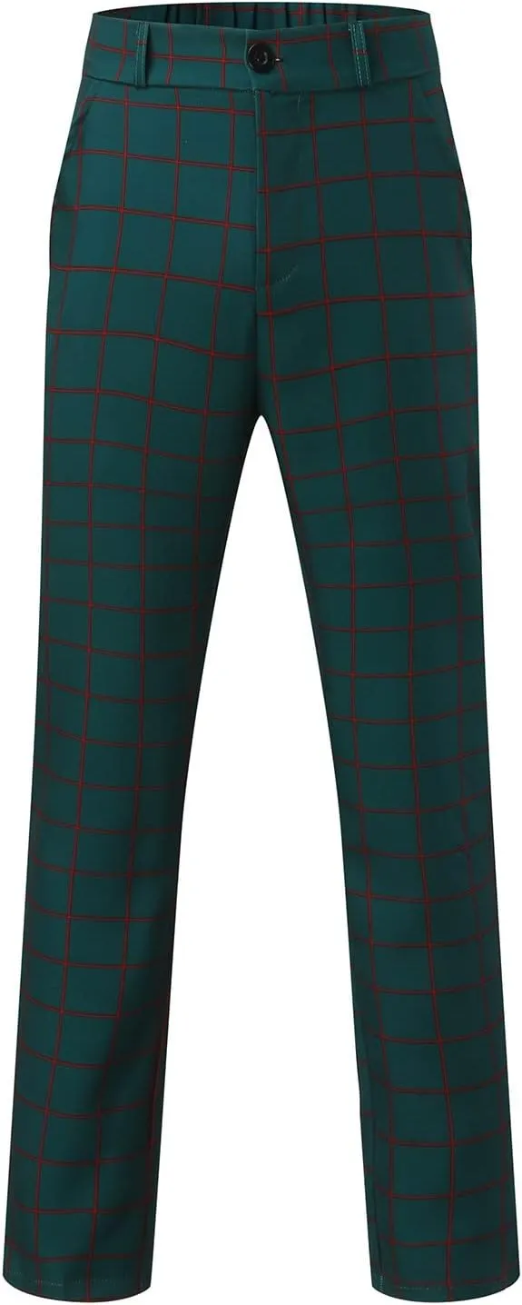 Formal Chinos Pants for Men's,Zipper Button Expandable Waist Stretch Dress Pants Slim Fit Skinny Suit Trousers