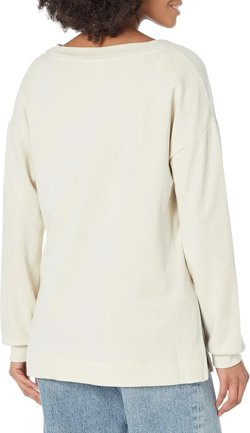 GAP Women's Fleece Oversized V-Neck Tunic Top Shirt