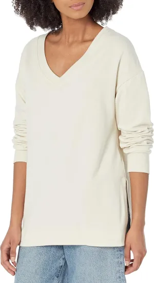 GAP Women's Fleece Oversized V-Neck Tunic Top Shirt