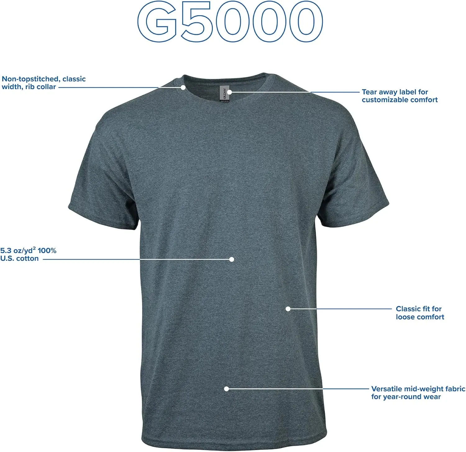 Gildan Unisex Adult Heavy Cotton T-Shirt, Style G5000, Multipack