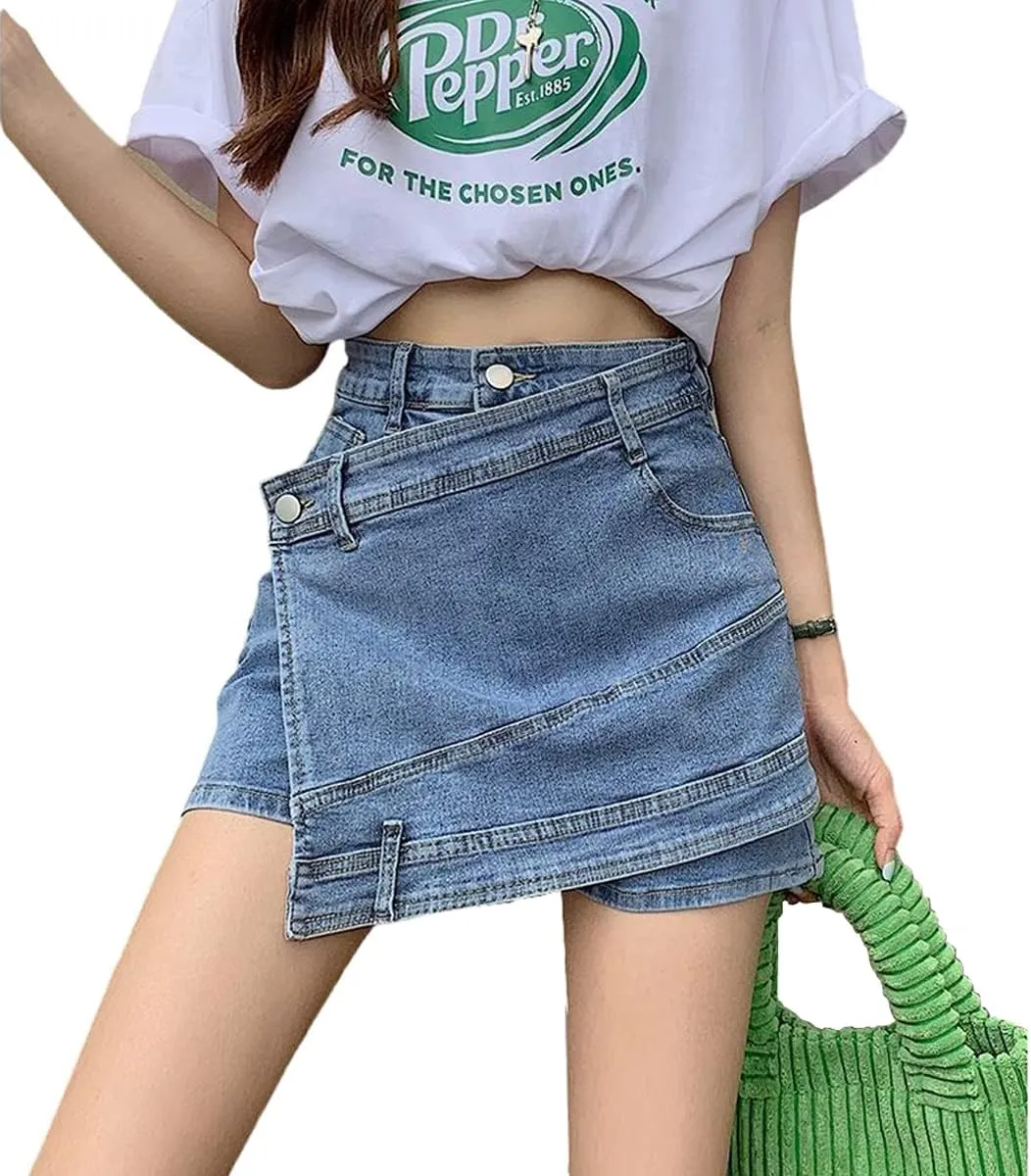 Gothic Denim Shorts Women's high Waisted Buttocks Irregular Shorts Women's Summer Sexy Denim Shorts