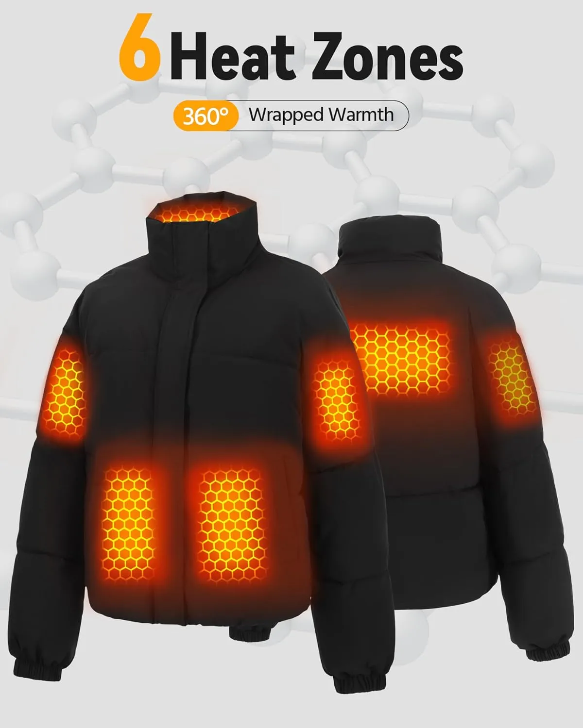 Graphene Women Heated Jacket 12V Fast Charge 18400mAh Large Capacity