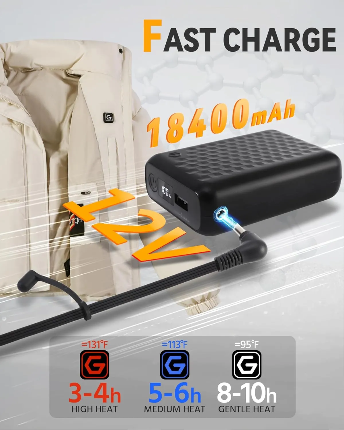 Graphene Women Heated Jacket 12V Fast Charge 18400mAh Large Capacity