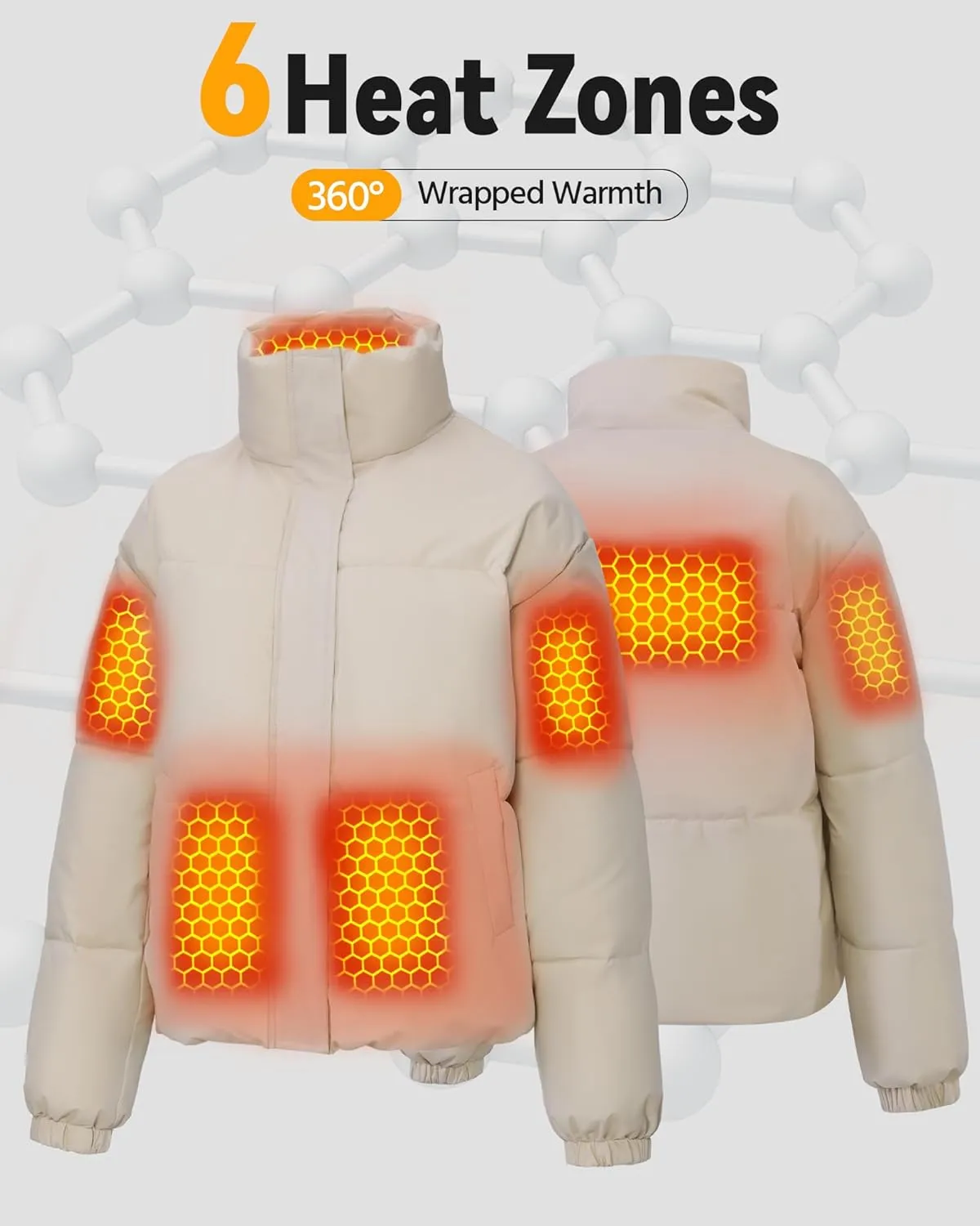 Graphene Women Heated Jacket 12V Fast Charge 18400mAh Large Capacity