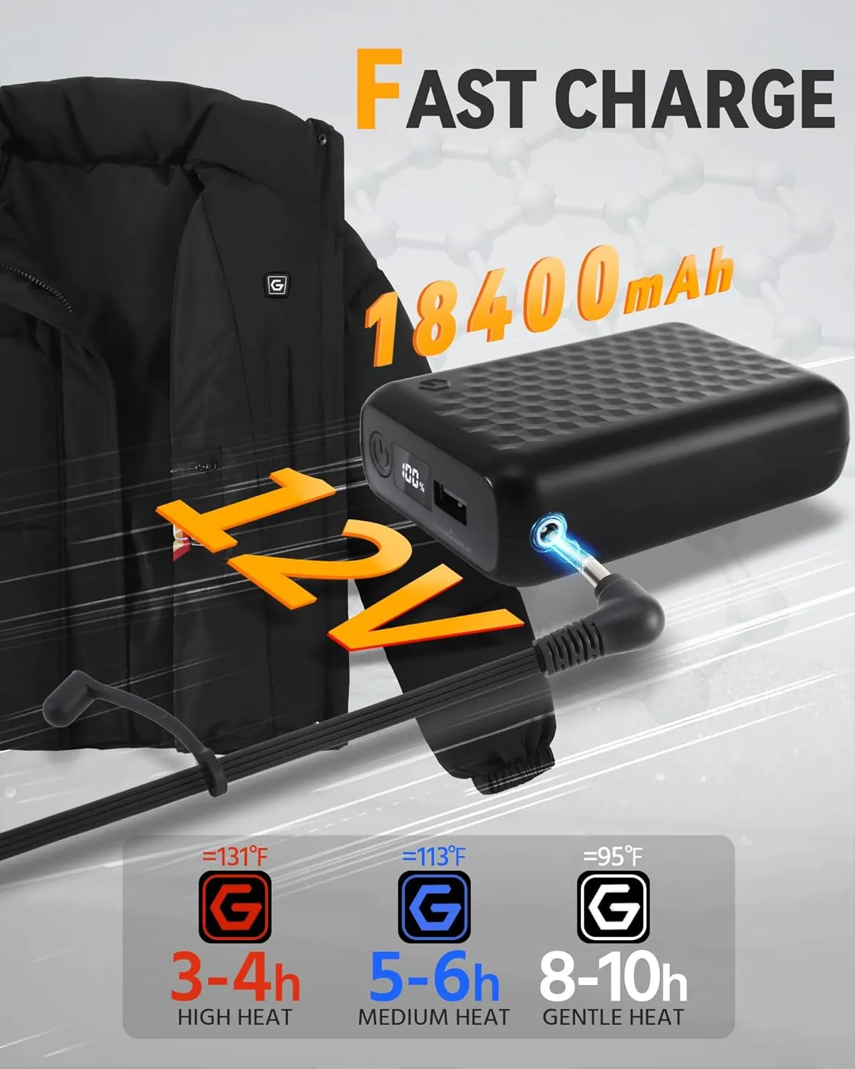 Graphene Women Heated Jacket 12V Fast Charge 18400mAh Large Capacity