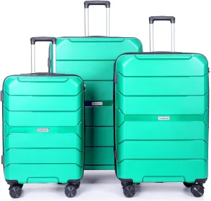 Hardside Luggage Set, 3-Piece, Teal, Lightweight, Spinner Wheels