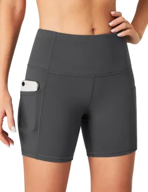 Heathyoga Biker Shorts Women Tummy Control 5" Workout Shorts Women with Pockets High Waisted Spandex Shorts for Gym Yoga