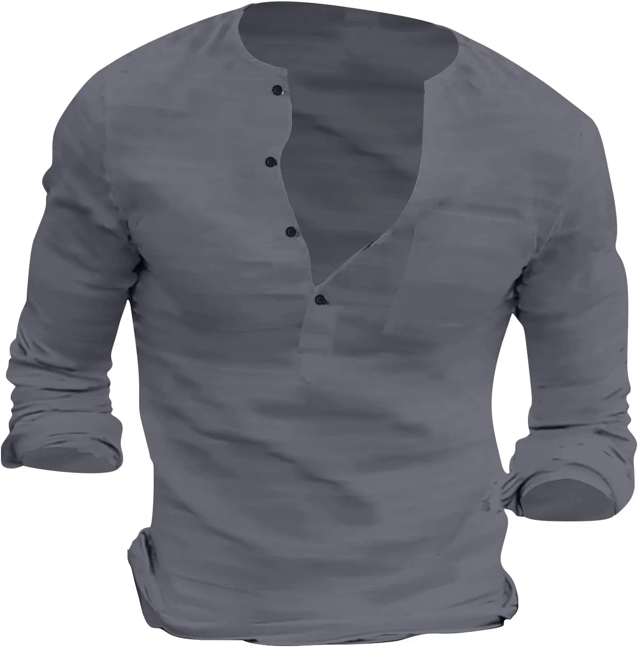 Henley Shirts for Men Long Sleeve Fitted Cotton Summer Casual V Neck Work Soft T Shirts Beach Vacation Basic Tees