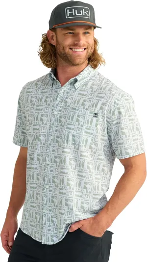 HUK Men's Kona Pattern Short Sleeve Fishing Button Down Shirt