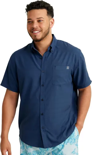 HUK Men's Kona Pattern Short Sleeve Fishing Button Down Shirt