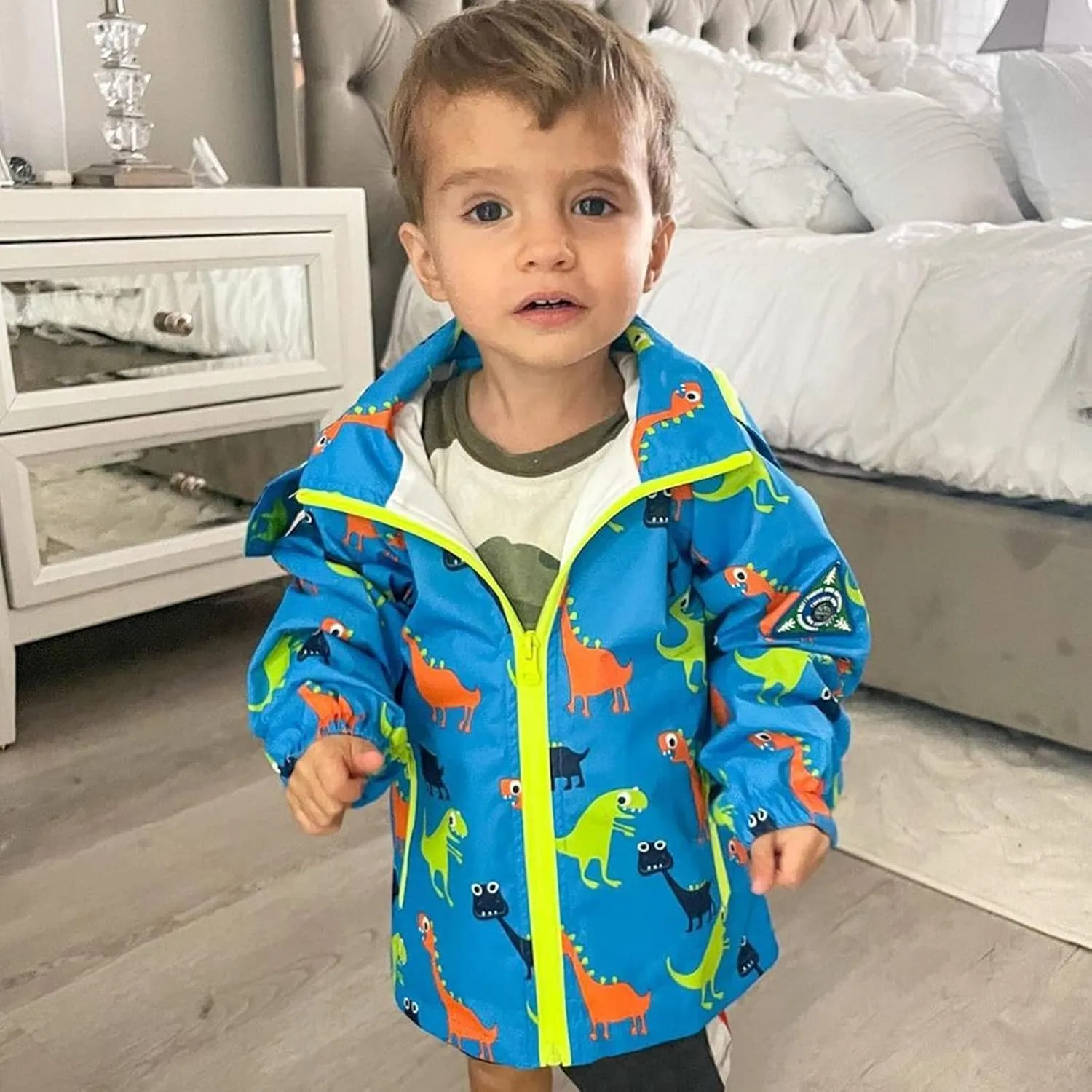 HZXVic Toddler Boys Raincoat Waterproof,Lightweight Kids Rain Poncho Jacket Windbreaker Outwear Coat