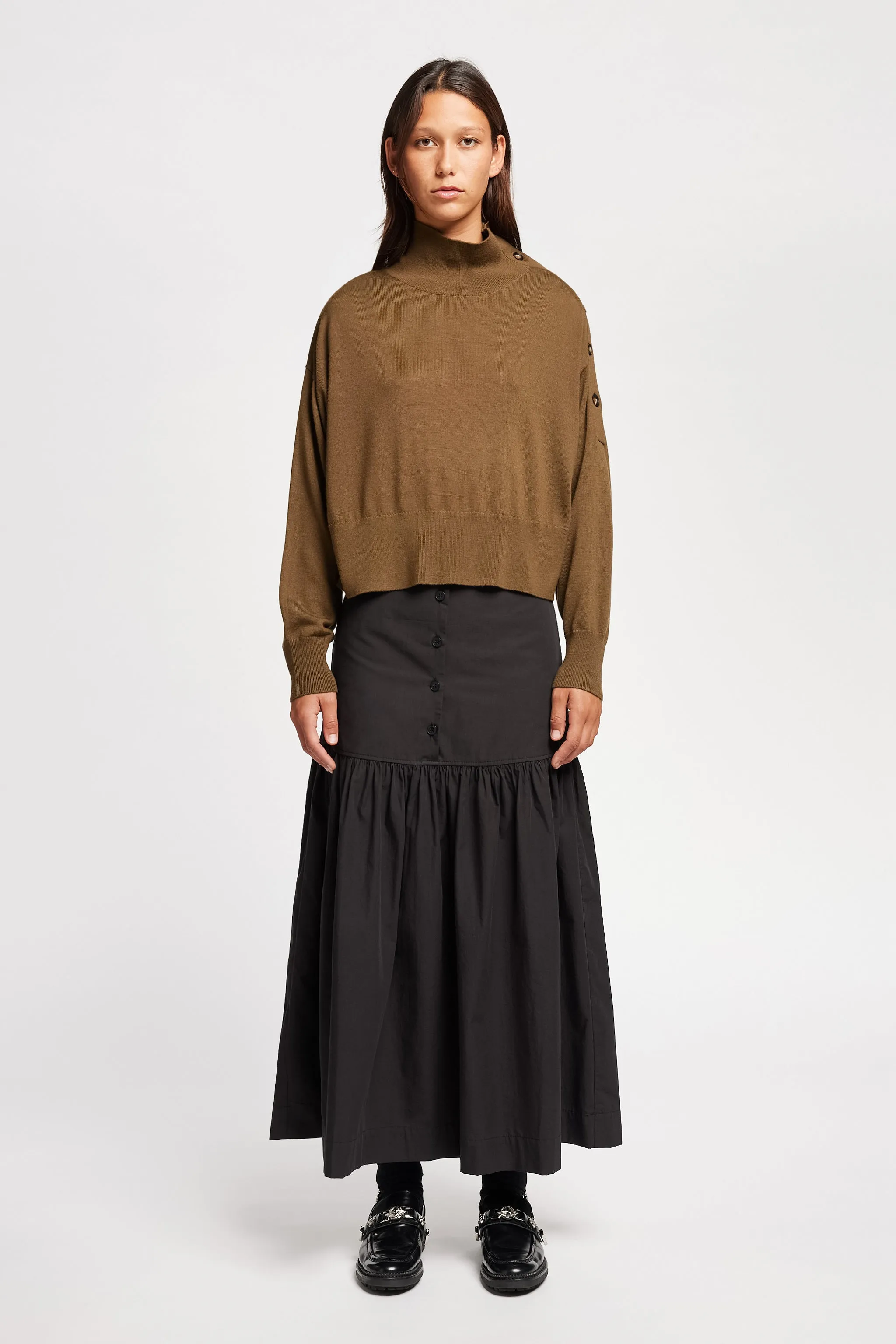 Impart Mock Neck Knit Brown