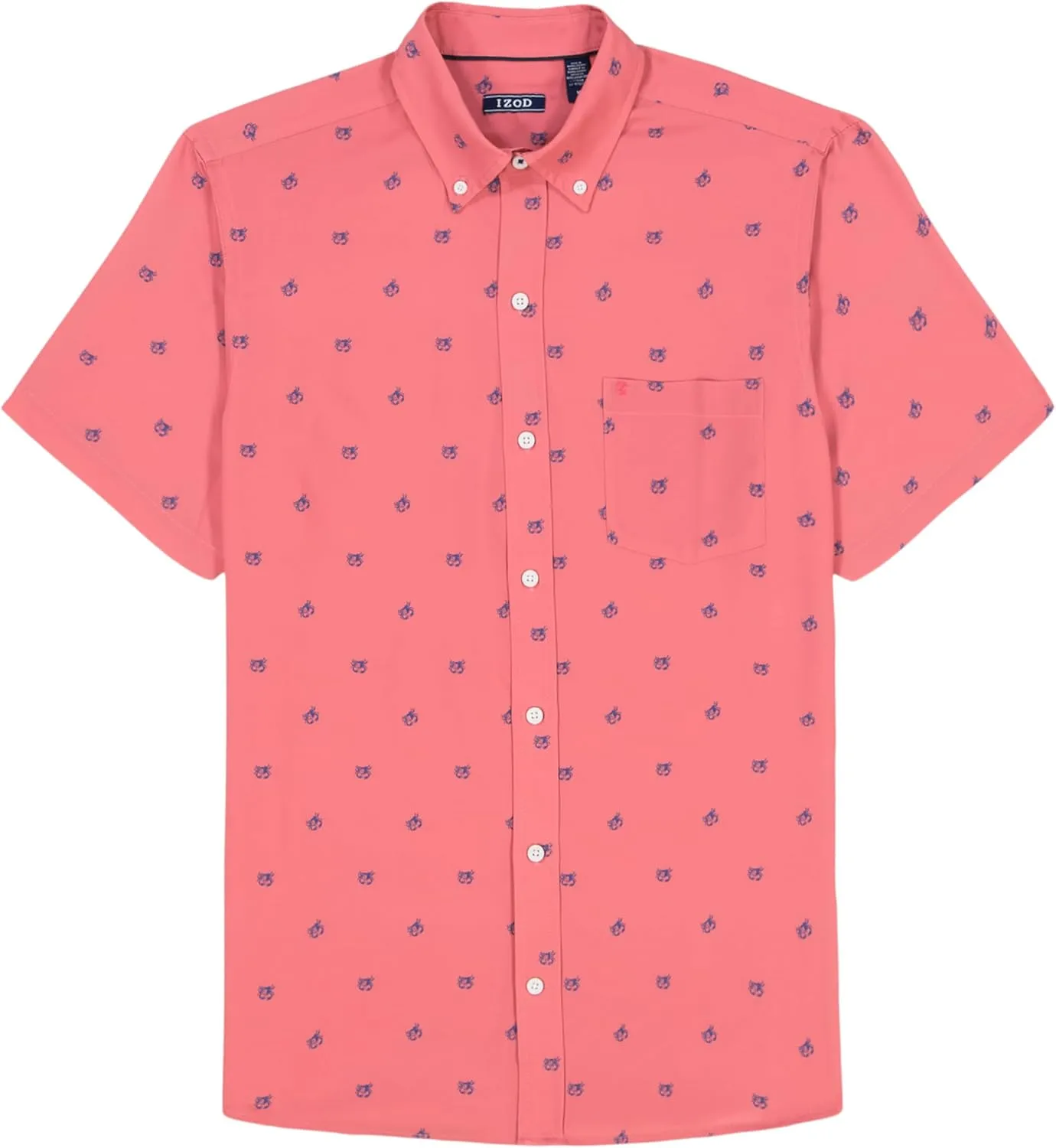 Izod Mens Breeze Short Sleeve Button Down Patterned Shirt