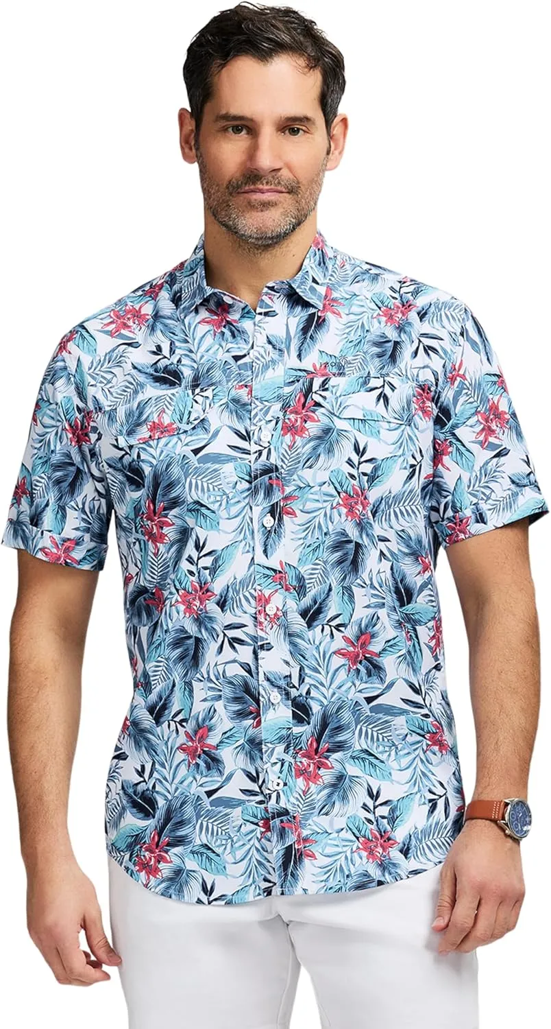 IZOD Men's Sunshield Performance Button Down Short Sleeve Shirt