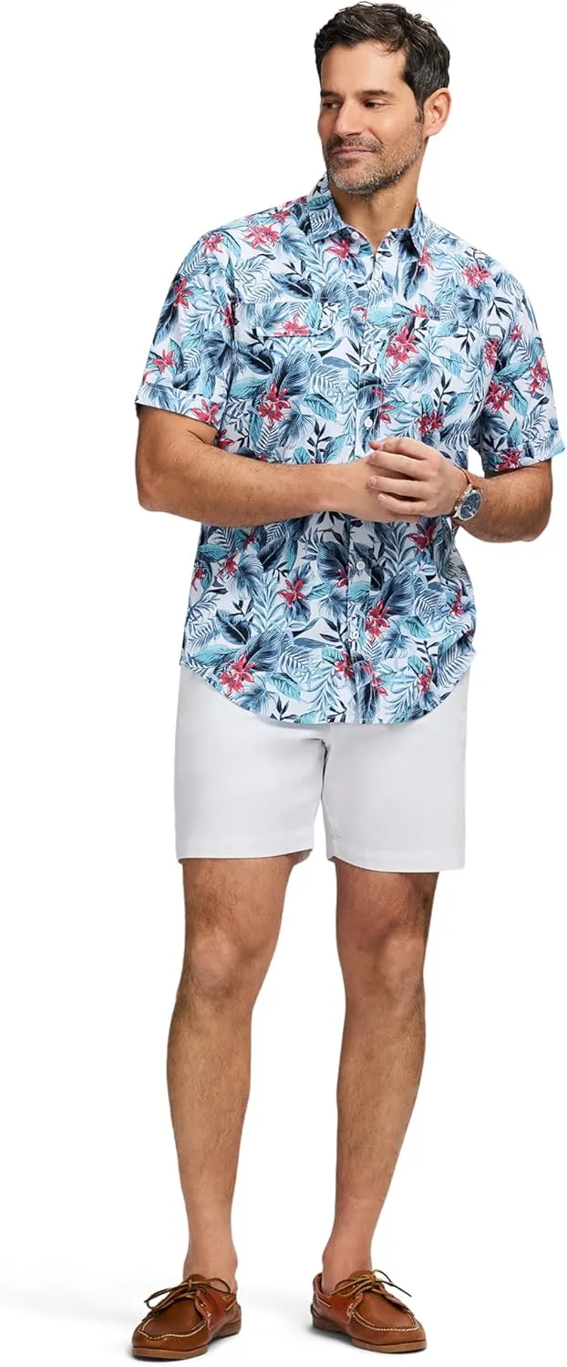 IZOD Men's Sunshield Performance Button Down Short Sleeve Shirt