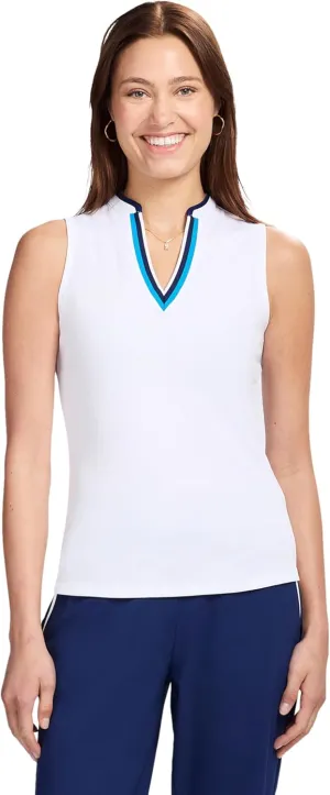 IZOD Women's Athletic Quick Dry V-Neck Sleeveless Polo Shirt