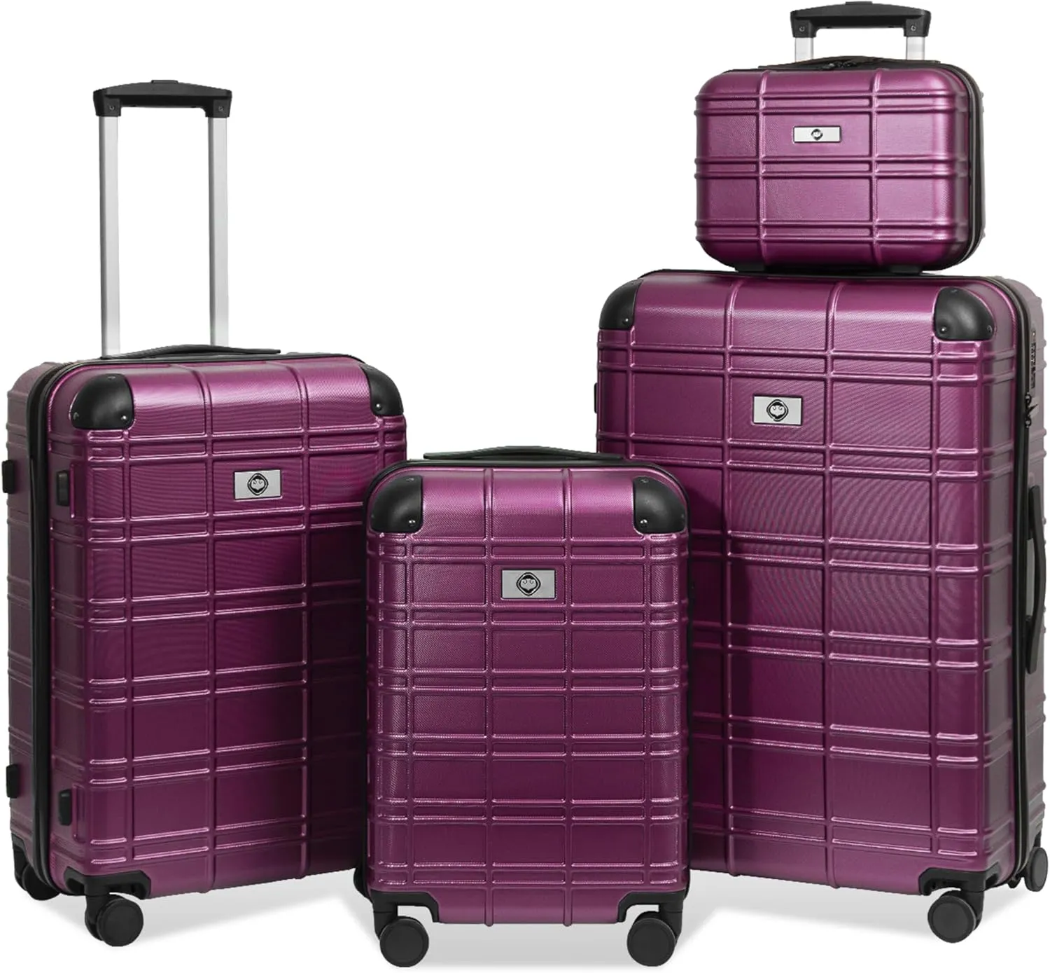 JCSD 4-Piece Hardshell Luggage Set Lightweight with Spinner Wheels, Durable ABS PC Material, Stylish Design, Purple
