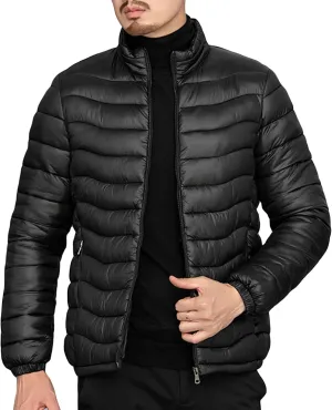 JEsilunmaMY Men's Warm Cropped Down Jacket Lightweight Stand Collar Packable Puffer Jacket Fall Winter Padded Cotton Coat