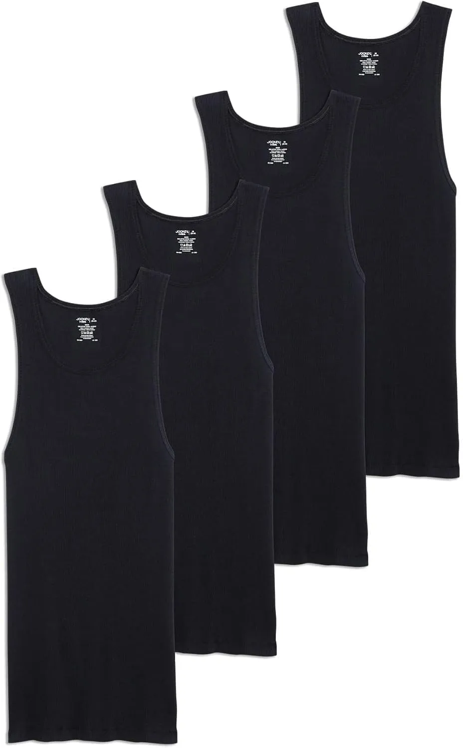 Jockey Men's Undershirt 100% Cotton A-Shirt Tank - 4 Pack