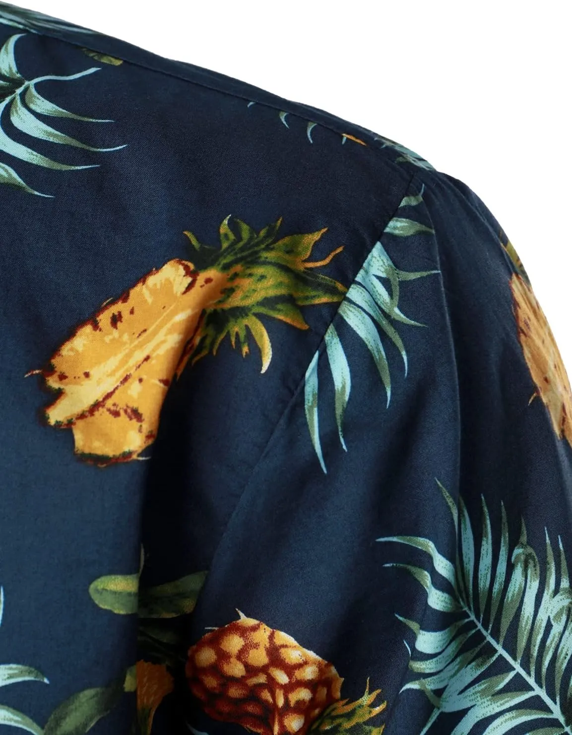JOGAL Men's Cotton Button Down Short Sleeve Hawaiian Shirt