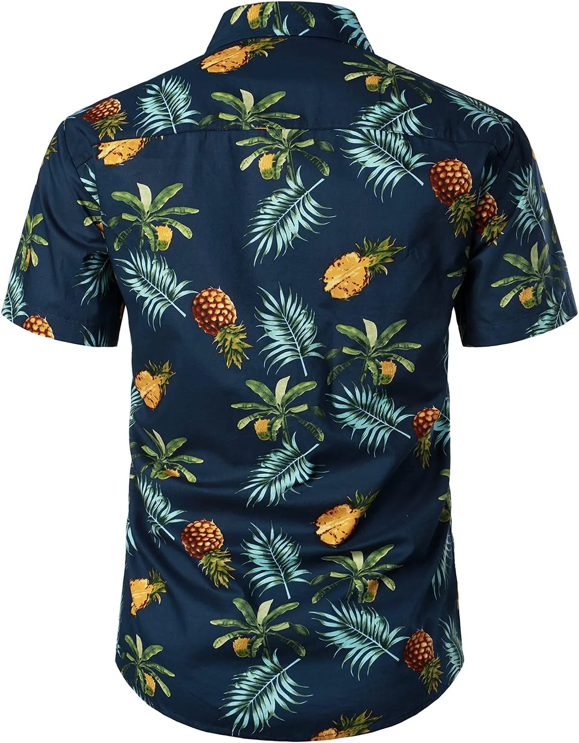 JOGAL Men's Cotton Button Down Short Sleeve Hawaiian Shirt