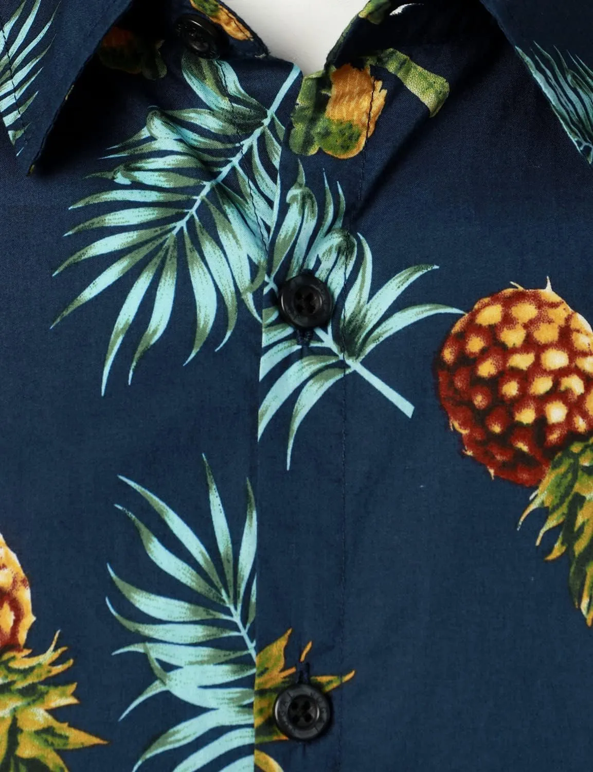 JOGAL Men's Cotton Button Down Short Sleeve Hawaiian Shirt