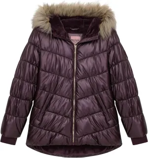 Juicy Couture Girls Coat, Faux Fur Hooded Winter Jacket, Warm Padded Parka Hoodie, Kids Heavyweight Winter Coat