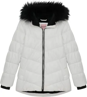 Juicy Couture Girls Coat, Faux Fur Hooded Winter Jacket, Warm Padded Parka Hoodie, Kids Heavyweight Winter Coat