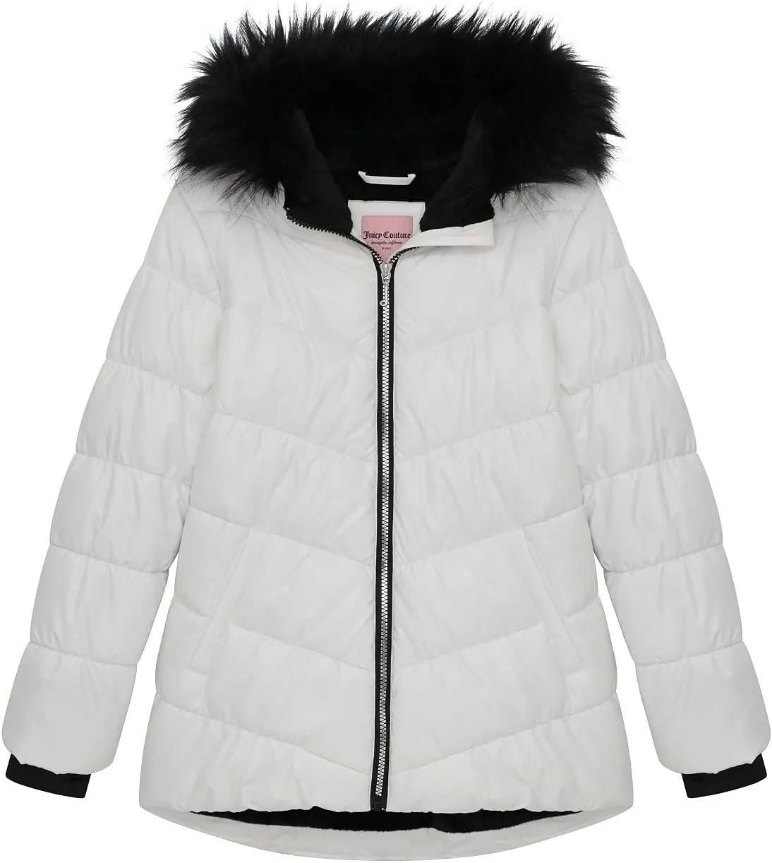 Juicy Couture Girls Coat, Faux Fur Hooded Winter Jacket, Warm Padded Parka Hoodie, Kids Heavyweight Winter Coat