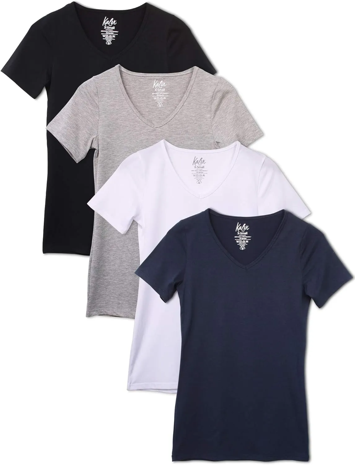 Kalon Women's 4-Pack V-Neck T-Shirt Base Layer