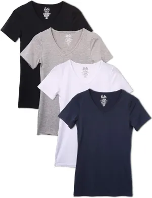 Kalon Women's 4-Pack V-Neck T-Shirt Base Layer