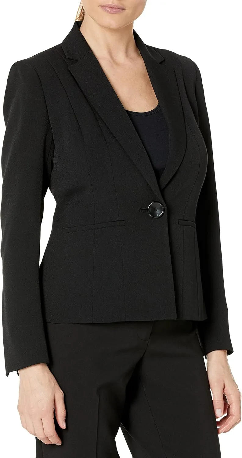 Kasper Women's Plus Size Stretch Crepe One Button Blazer
