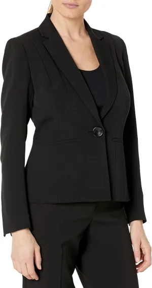 Kasper Women's Plus Size Stretch Crepe One Button Blazer