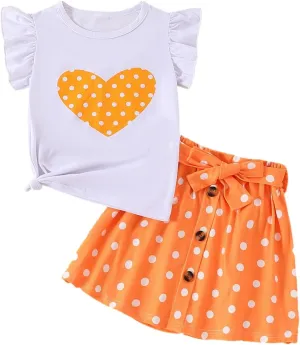 Kid Girl Clothes Shorts Set 2 Piece Outfits Summer Casual Short Sleeve Top and Shorts Set for Girls 4-7