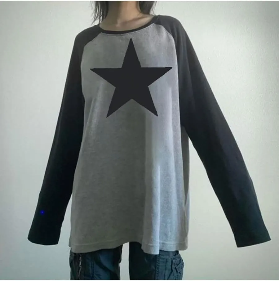 KOSUSANILL Women Graphic Crewneck Sweatshirt Y2k Girl Aesthetic Vintage Printed Streetwear Casual Long Sleeve Tops Pullover