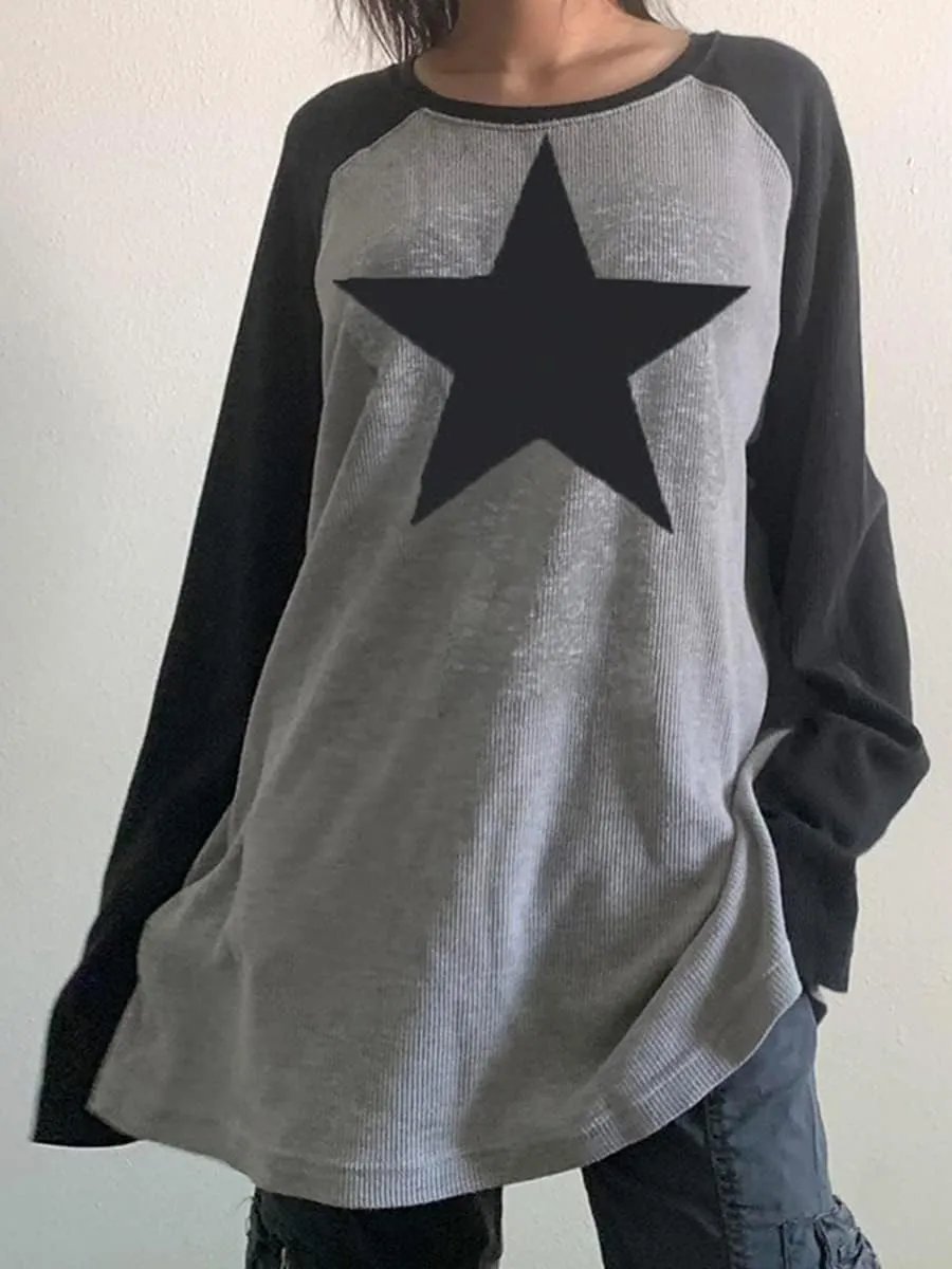 KOSUSANILL Women Graphic Crewneck Sweatshirt Y2k Girl Aesthetic Vintage Printed Streetwear Casual Long Sleeve Tops Pullover