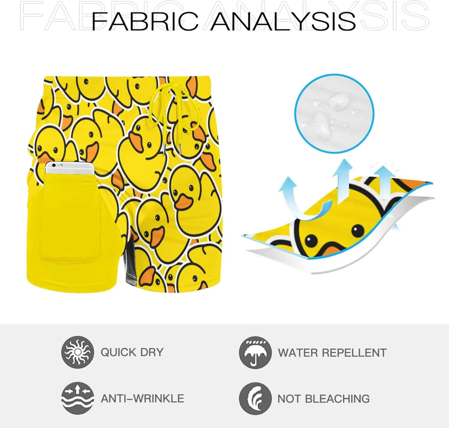 KSLIDS Mens Swim Trunks with Compression Liner 2-in-1 Swimming Shorts 5 inch Inseam Quick Dry Beach Board Shorts