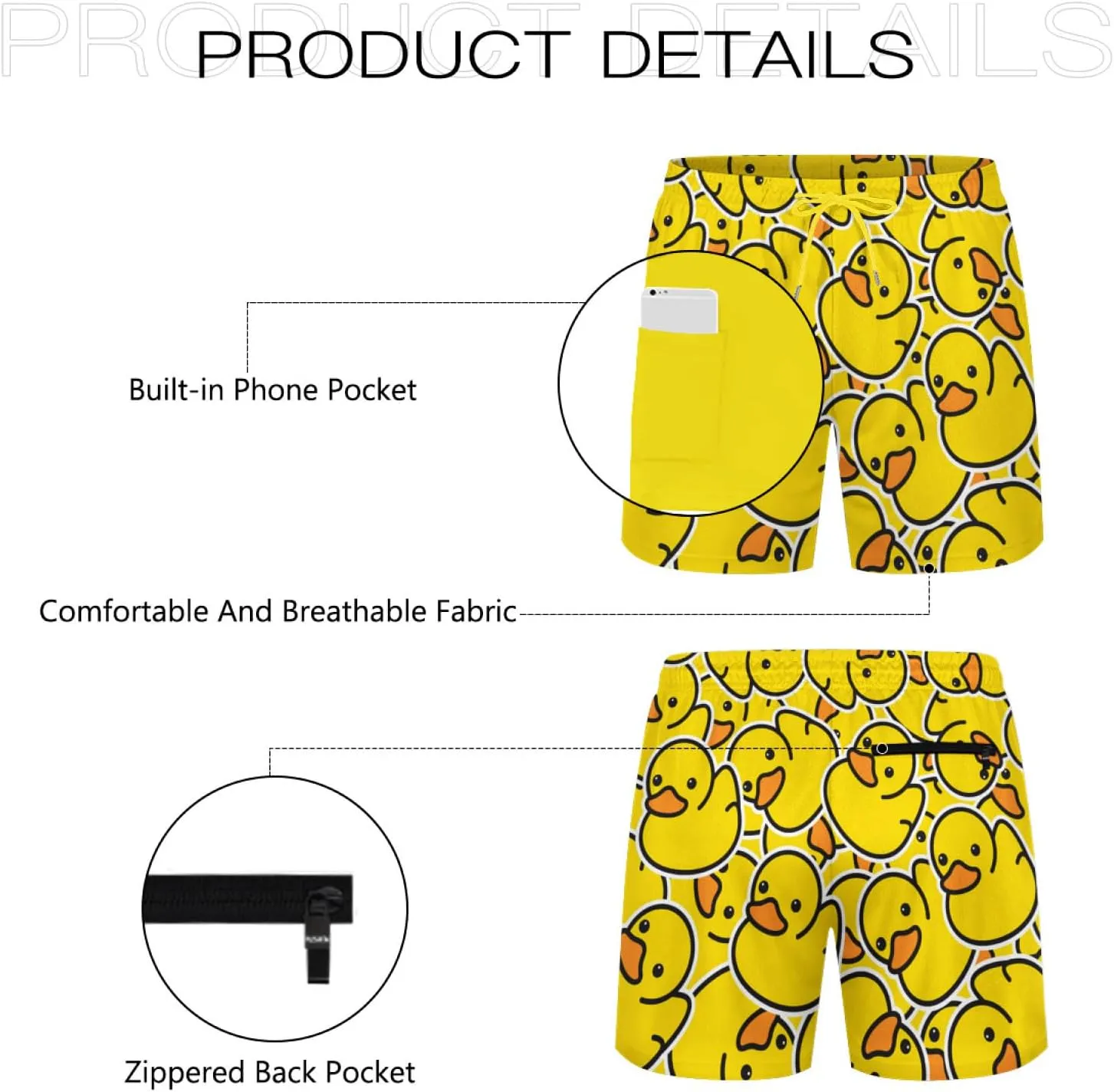 KSLIDS Mens Swim Trunks with Compression Liner 2-in-1 Swimming Shorts 5 inch Inseam Quick Dry Beach Board Shorts