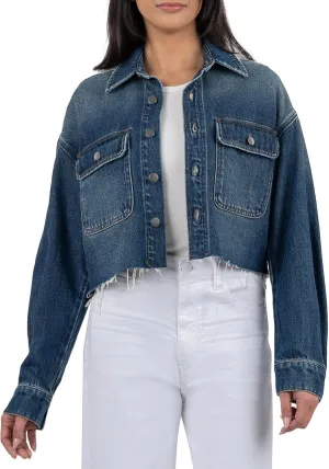 KUT from the Kloth LANA JACKET-DROP SHOULDER/PATCH FLAPS FRONT POCKETS - Cotton-Lyocell Blend Fabric