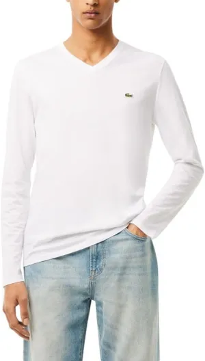 Lacoste Men's V Neck Lightweight Pima Cotton Jersey T-Shirt