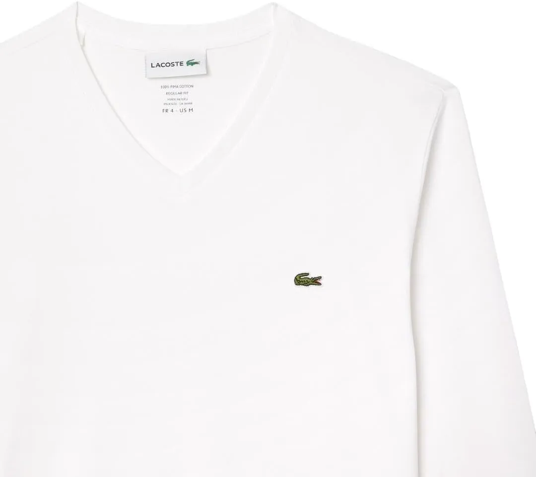 Lacoste Men's V Neck Lightweight Pima Cotton Jersey T-Shirt