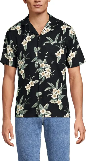 Lands' End Men's Short Sleeve Camp Collar Hawaiian Shirt