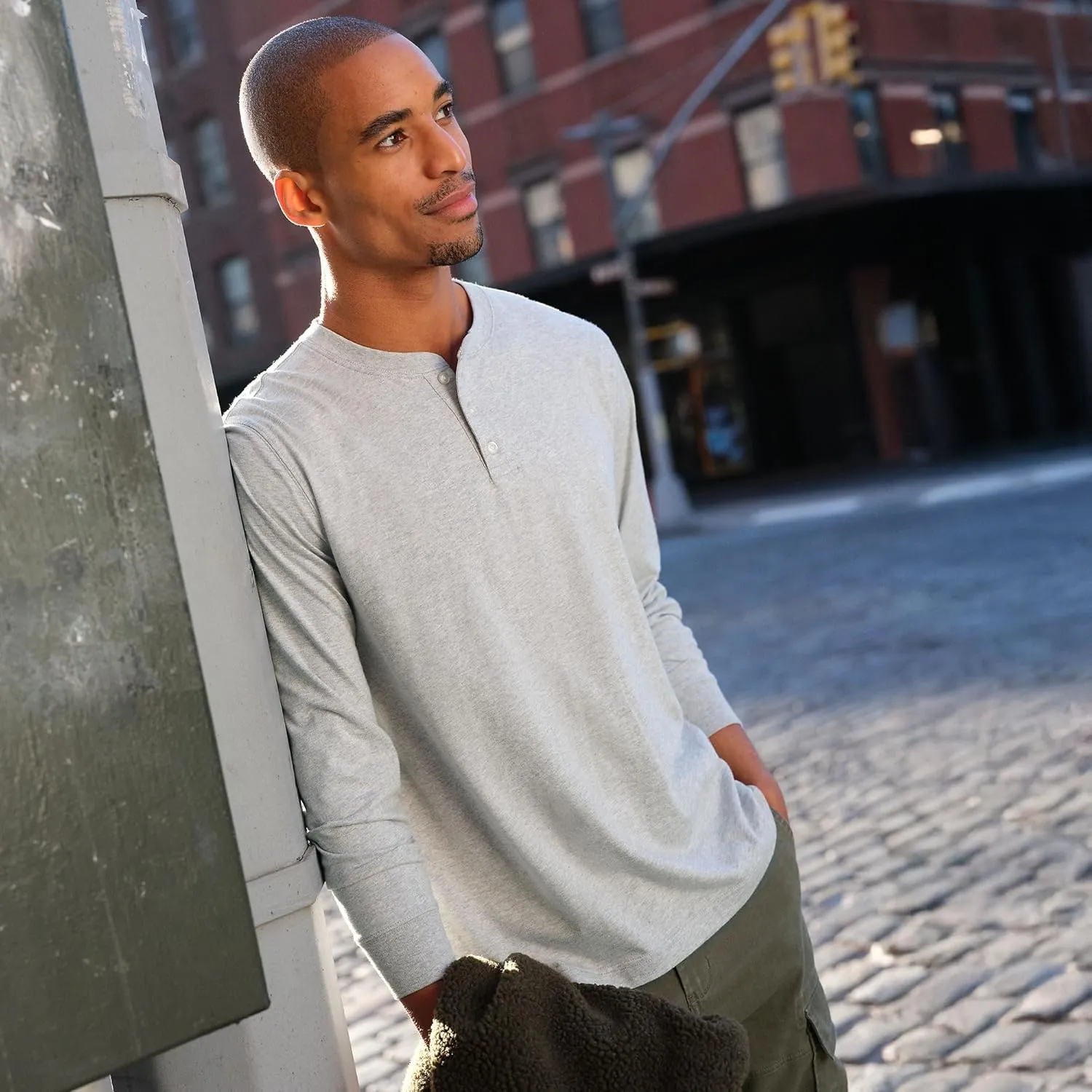 Lands' End Men's Super-T Long Sleeve Henley Shirt