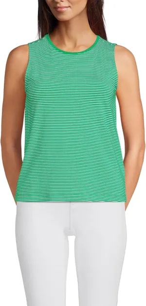 Lands' End Women's Crew Neck Jersey Shell Tank