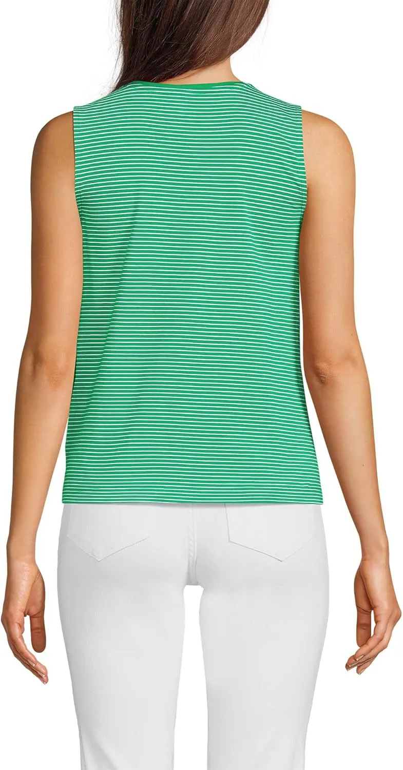 Lands' End Women's Crew Neck Jersey Shell Tank