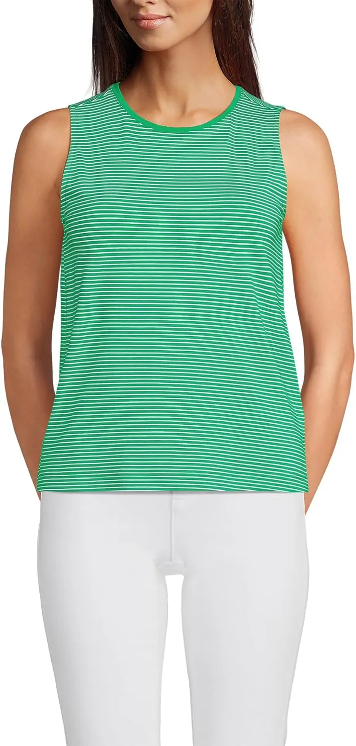 Lands' End Women's Crew Neck Jersey Shell Tank