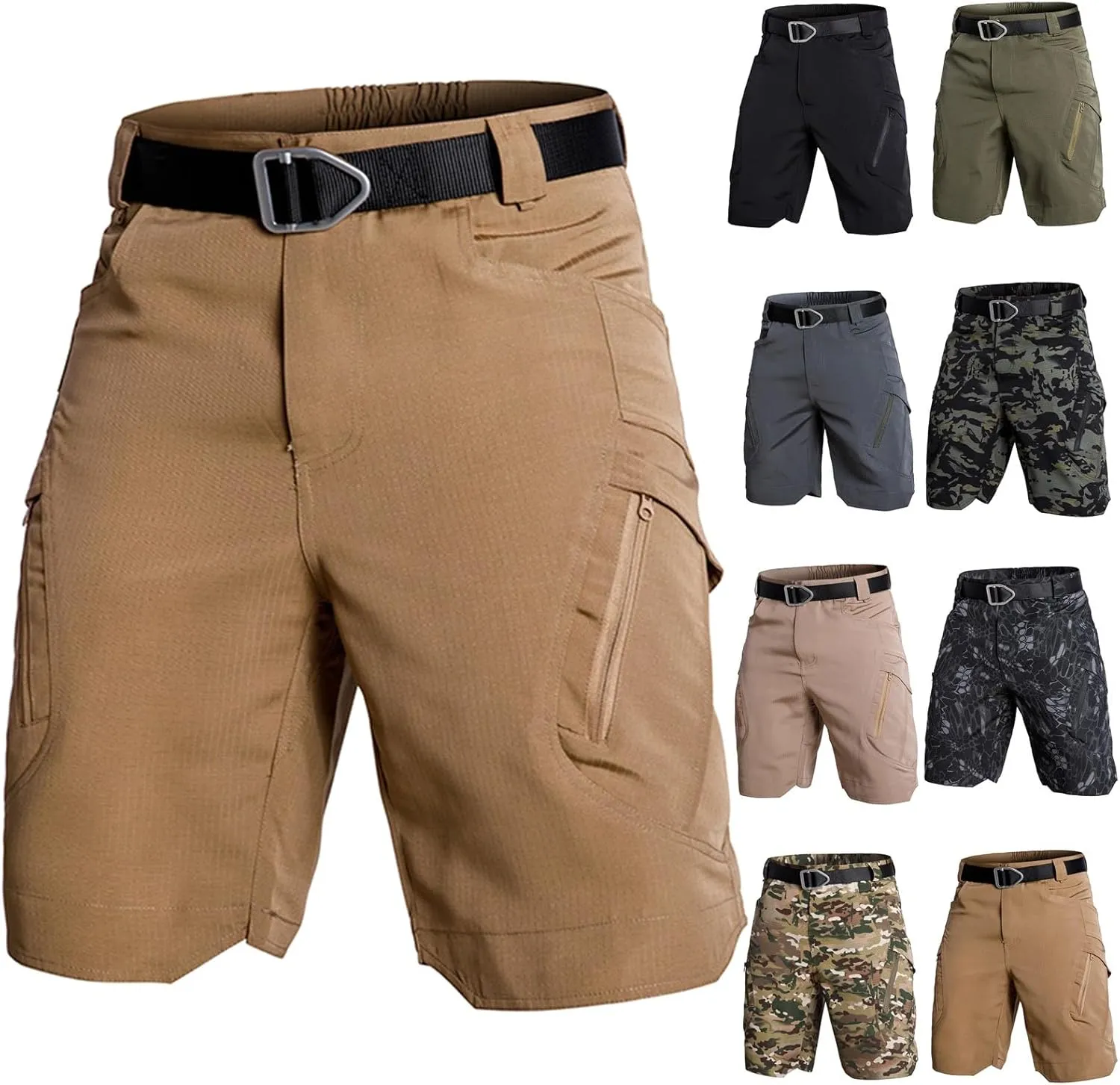 lcyhony Tactical Cargo Shorts for Men Relaxed fit Flex Quick Dry Workout Shorts Multi Pockets Ripstop Camo Hiking Work Pants