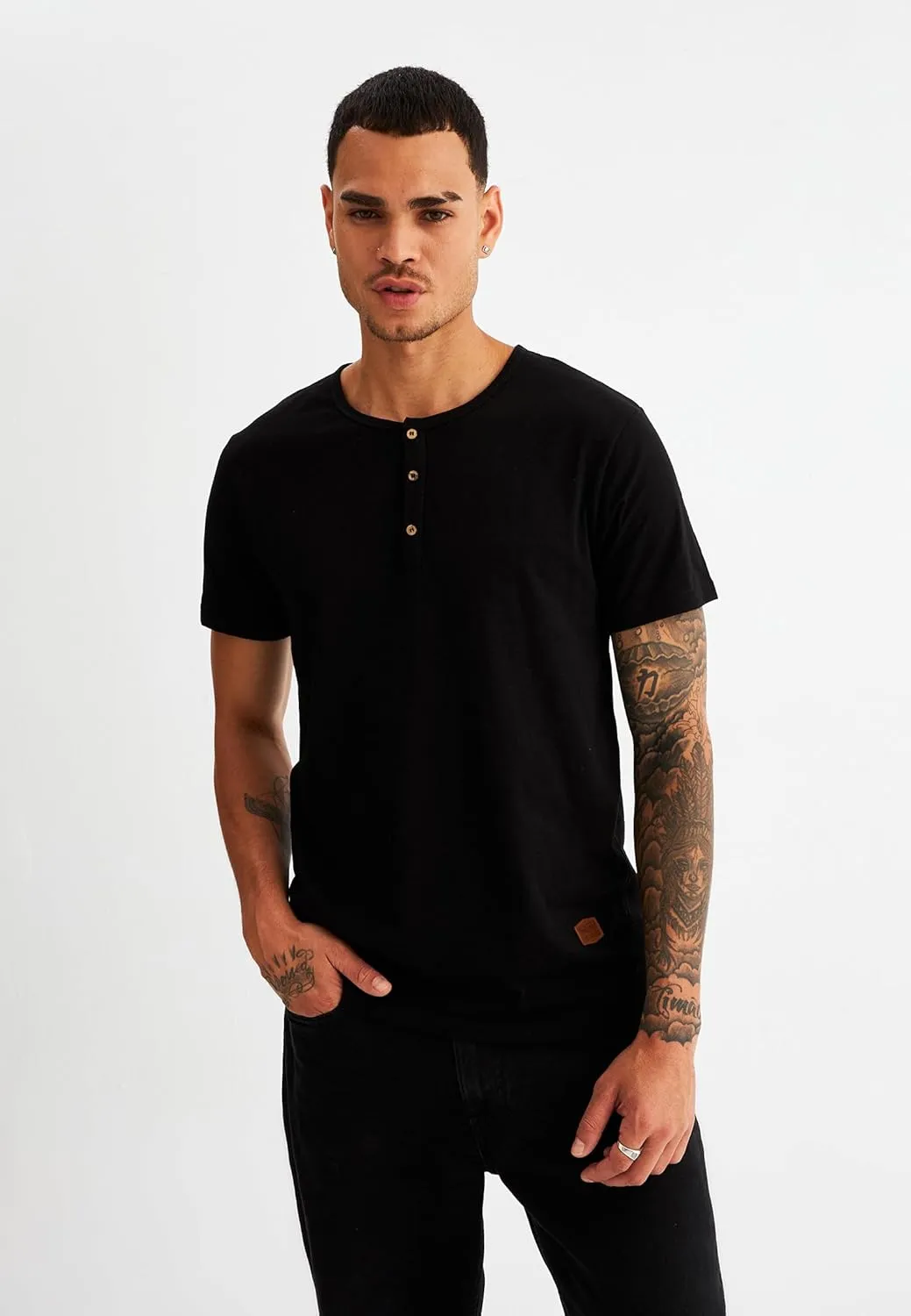 Leif Nelson Men's Summer T-Shirt Round Neck Slim Fit Cotton Cool Basic LN8280