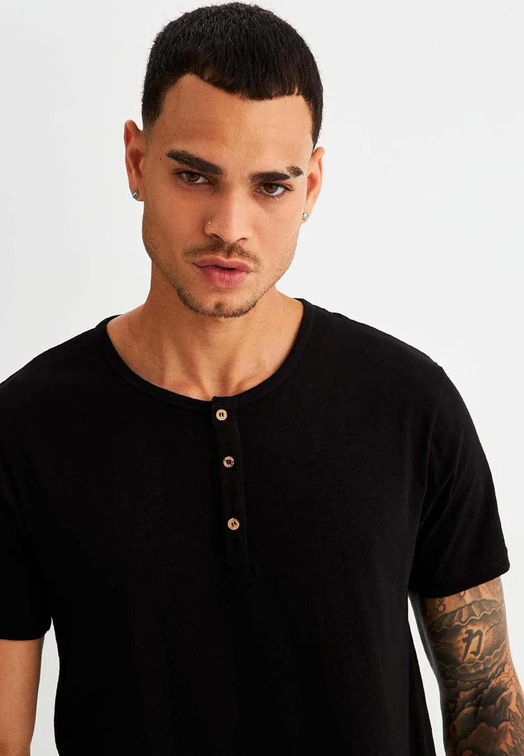 Leif Nelson Men's Summer T-Shirt Round Neck Slim Fit Cotton Cool Basic LN8280