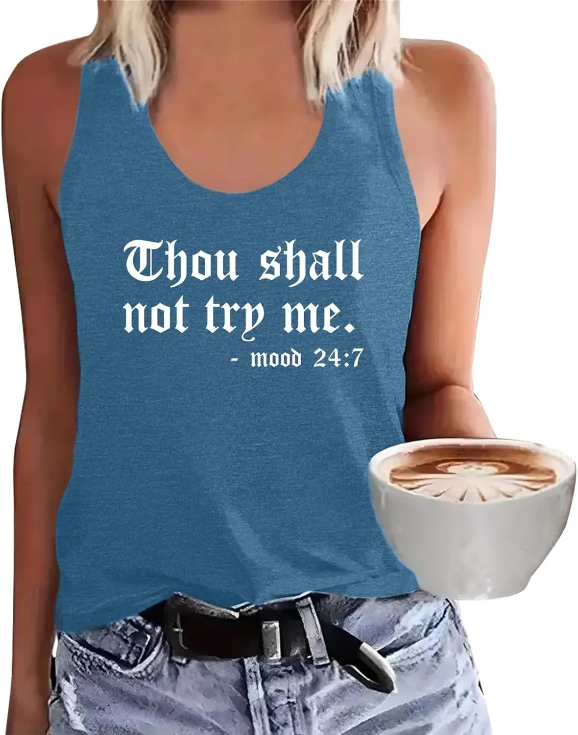 LOOKFACE Women Racerback Graphic Tank Tops Cute Cami Shirt